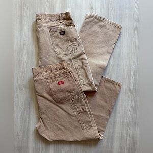 Lot Of 2 Dickies Canvas Carpenter Pants Browns Sz 44 Workwear Distressesd Y2K